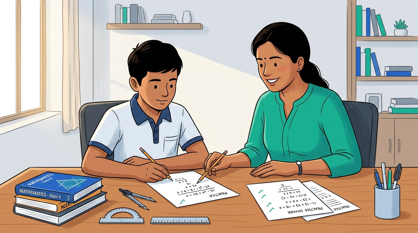 CBSE Class 10 student solving sample mathematics papers with guidance from a verified tutor